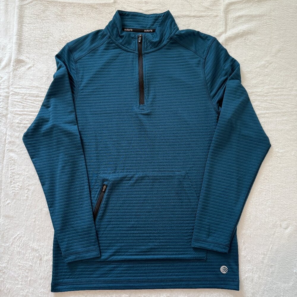 Solaris Active size S Green/blue long sleeve quarter‎ zip shirt mens With Pocket